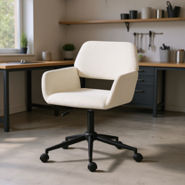 Homy Casa Garage Workstation Chair, Dust-Resistant, Beige Fabric, Rolling, Durable