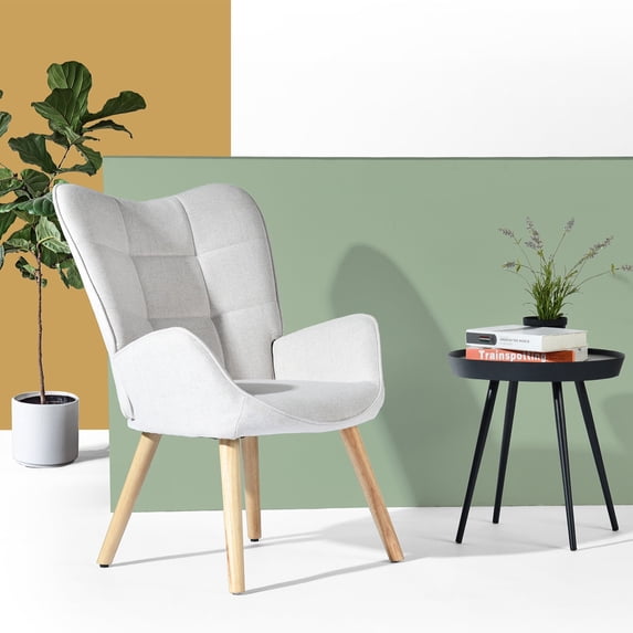 Homy Casa Garden Stools Non-slip Base Outdoor Stool with Armrests Balcony Patio Garden, Beige Oak
