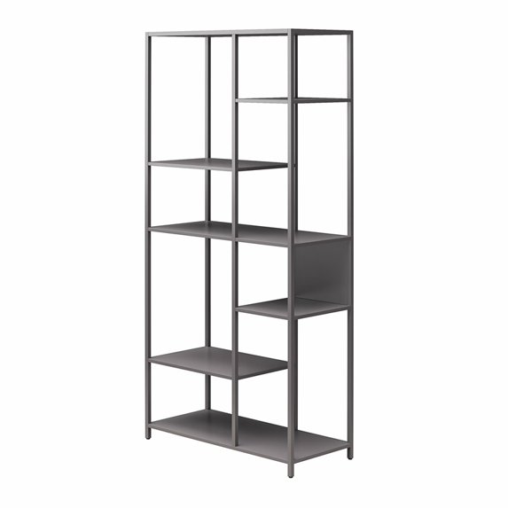 Bookcase Back Support Homy Casa Gray Metal Bookcase Open Back Room Divider with 6 Shelves ...