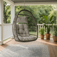 thumbnail image 1 of Homy Casa Hanging Egg Chair with Cushions for Covered Porch Relaxation, Charcoal & Light Gray, 1 of 8