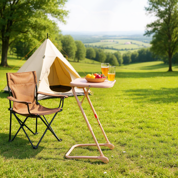 Homy Casa Adjustable Folding Portable Work Table with Cup Holder and Foldable Design for Outdoor, Camping, and Small Spaces