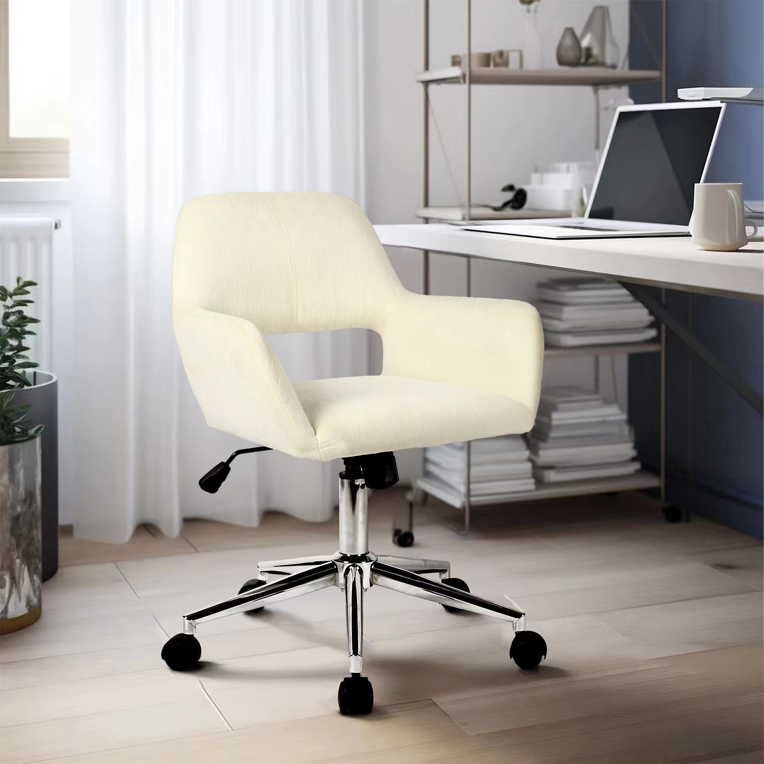 Homy Casa Swivel Task Chair with Ergonomic Design, Height Adjustable For Home Office, Bedroom,Beige