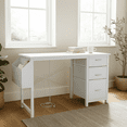 thumbnail image 1 of Homy Casa Home Office Desk with Drawers and USB Ports, Modern Study Table for Remote Work Setup, White, 1 of 9
