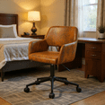 thumbnail image 1 of Homy Casa Hotel Room Desk Chair, Adjustable, Brown Faux Suede, Rolling, Modern Design, 1 of 6