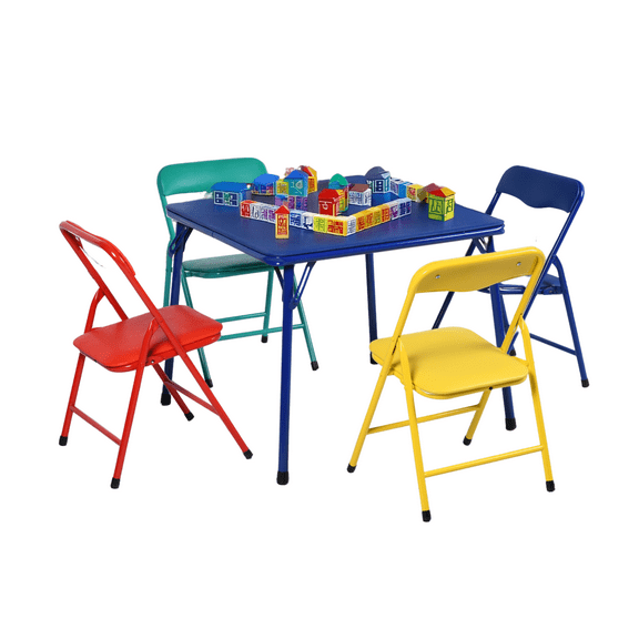 Homy Casa 5-Piece Kids Activity Table and Chair Set, Folding Preschool Furniture, Multi-Color