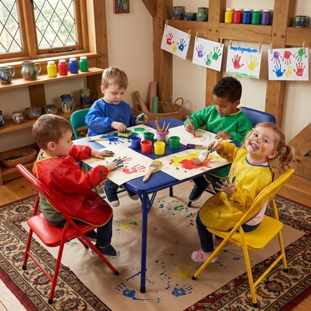 Homy Casa 5-Piece Kids Activity Table and Chair Set, Folding Preschool Playroom Furniture for Crafts, Snacks, Learning