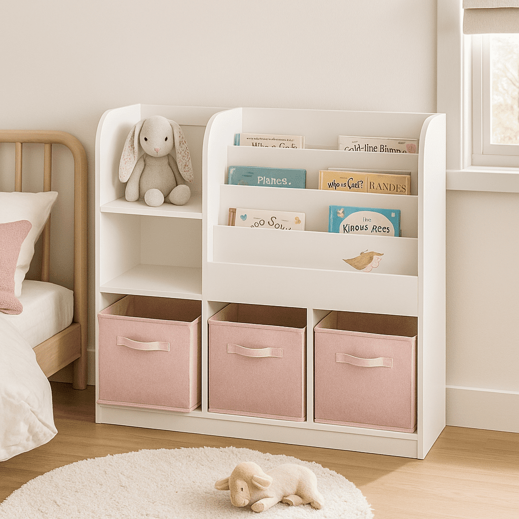 Bookcase Toy Box Homy Casa Kids Bookcase with Bins, Toy Storage Organizer for Kids ...
