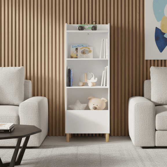 Homy Casa Kids Bookshelf Bookcase with Storage Bin, Montessori Toy & Book Organizer for Nursery