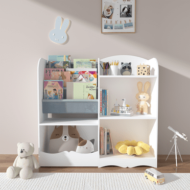 Homy Casa Kids Bookshelf for Reading Nook, Toddler Bookcase with Toy Storage Organizer, Whtie