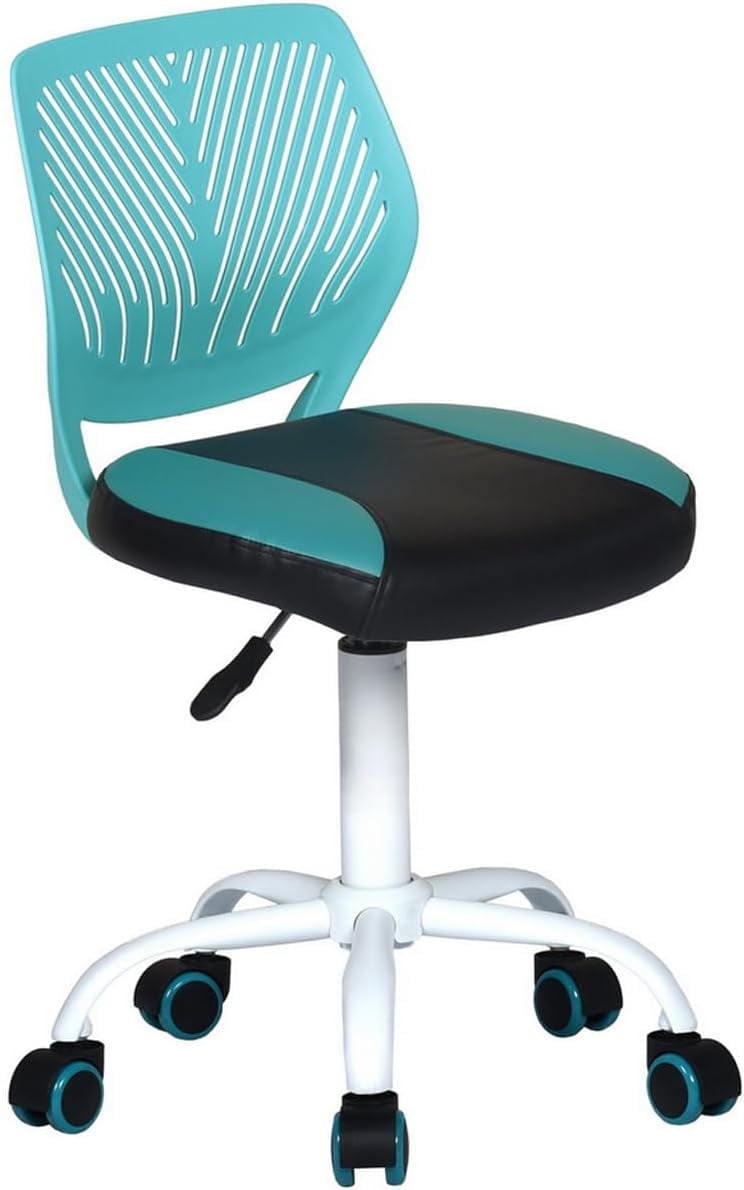 Rolling Desk Office Chair Low-Back Armless Desk Chair Leather