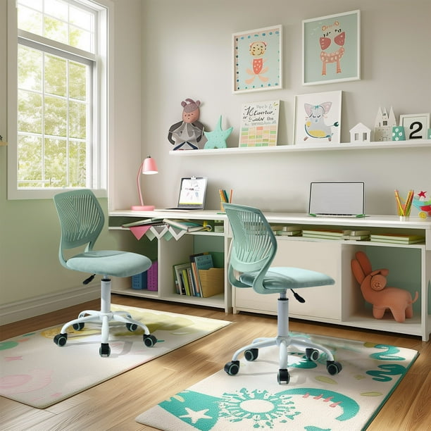 2 pack Homy Casa Kids Desk Chair Height Adjustable Small Study Computer Task Chair for Student Children Teens with Wheels Aqua Walmart Business Supplies