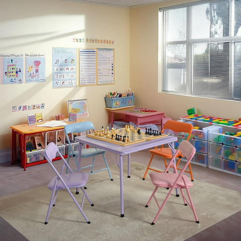 Homy Casa Kids Game Card Table and Chair Set, 5-Piece Toddler Furniture for  Playroom Preschool