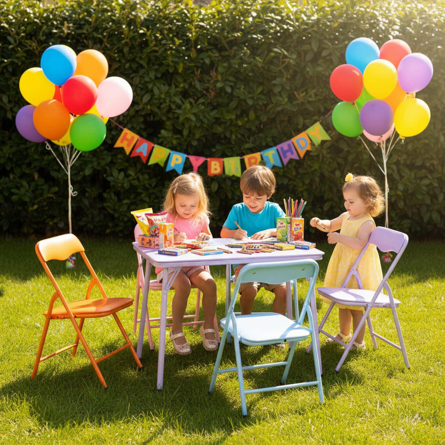 Homy Casa Kids Picnic Table and Chair Set, Foldable Outdoor Play