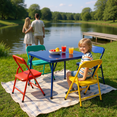 thumbnail image 1 of Homy Casa Kids Picnic Table and Chair Set, Foldable Metal Frame for Camping Party or Backyard Play Set, 1 of 9