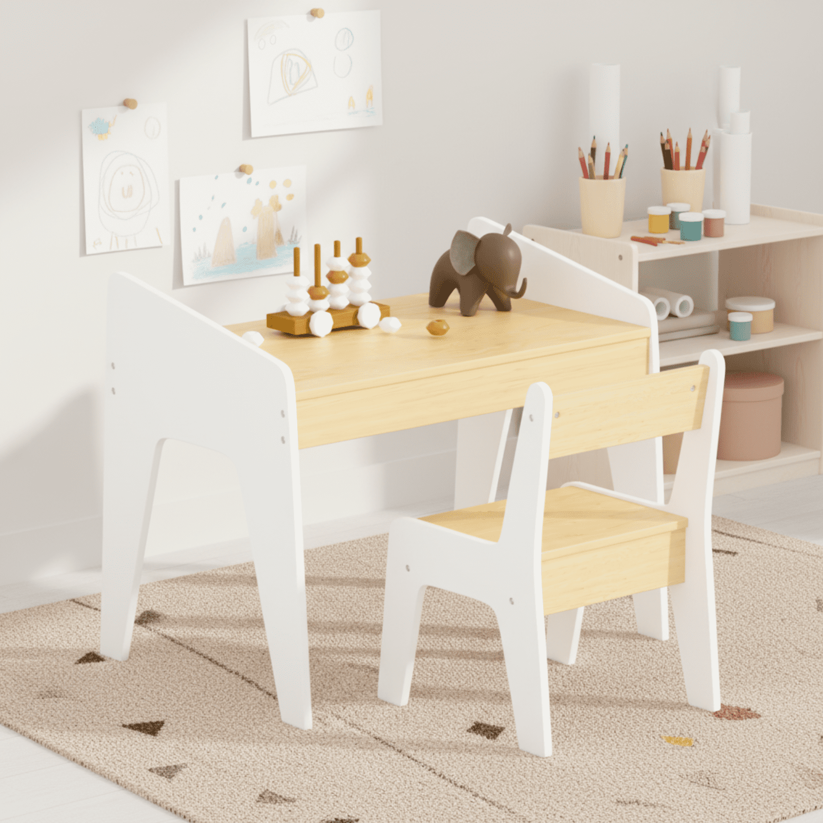 Homy Casa Kids Table and Chair Set, Toddler Activity Table Set for Drawing, Reading, Playroom