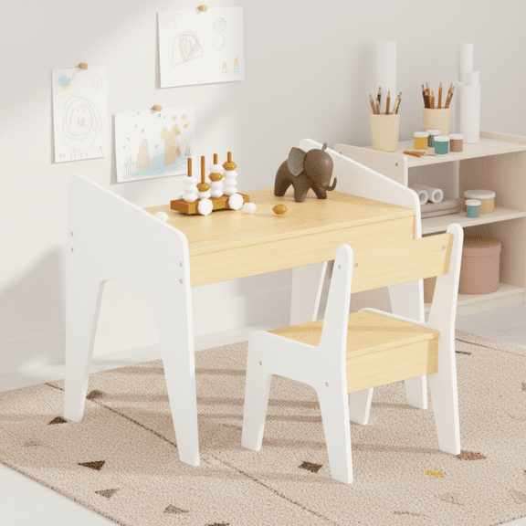 Homy Casa Kids Table and Chair Set, Toddler Activity Table Set for Drawing, Reading, Playroom