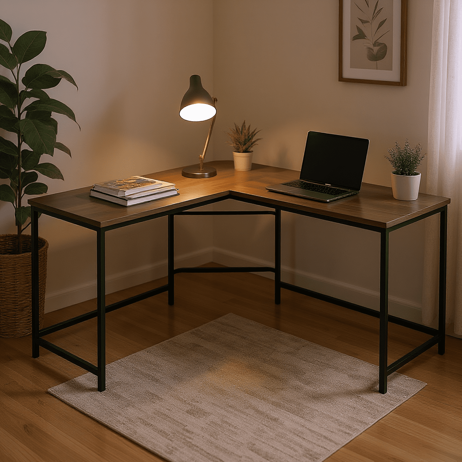 Homy Casa L-Shaped Writing Desk, Corner Computer Table for Home Office, Dorm, or Study Room