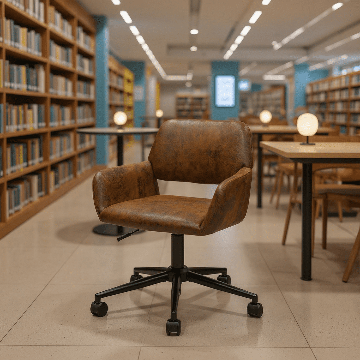 Homy Casa Library & Reading Area Chair, Ergonomic, Brown Faux Suede ...