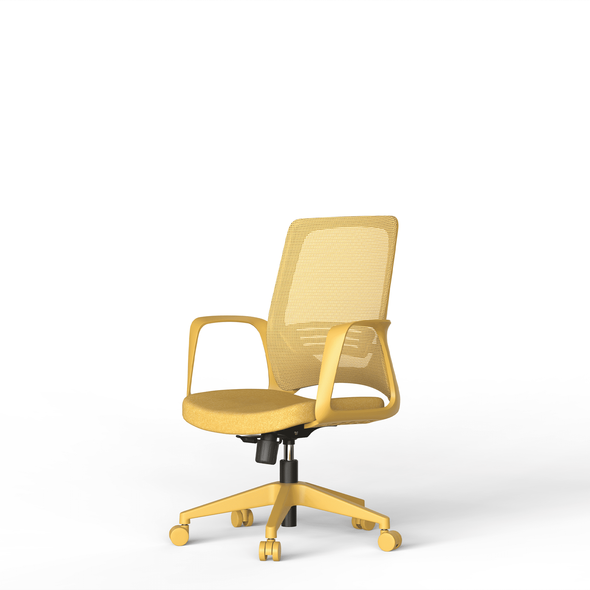 Homy Casa Mesh Desk Chair, Mid Back Adjustable Office Task Chair with Integrated Armrests, Yellow