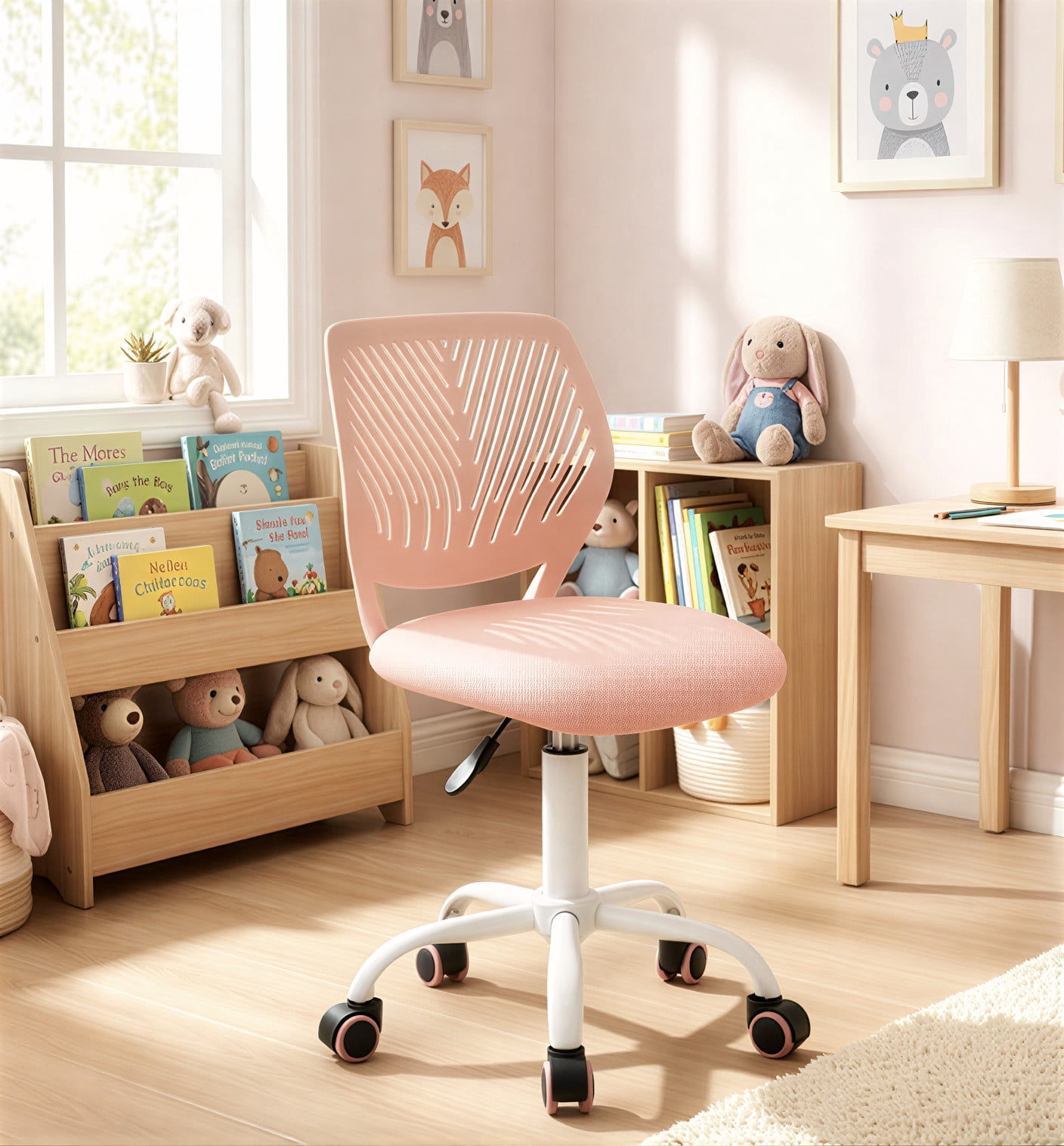 Homy Casa Mesh Task Office Chair, Adjustable Pink Desk Chair