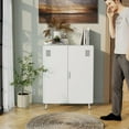 thumbnail image 1 of Homy Casa Metal Storage Cabinet with 2 Doors Utility Cabinet for Entryway Office Kitchen Chalk White, 1 of 6