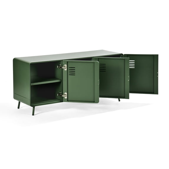 Homy Casa Metal Storage Locker Cabinet with Shelves, 3-door TV Stand for Entryway Office Living Room