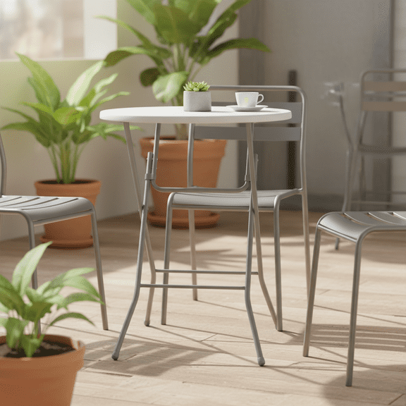 Homy Casa Michigan Modern Iron & PP Bar Table 80x80x101.8cm White