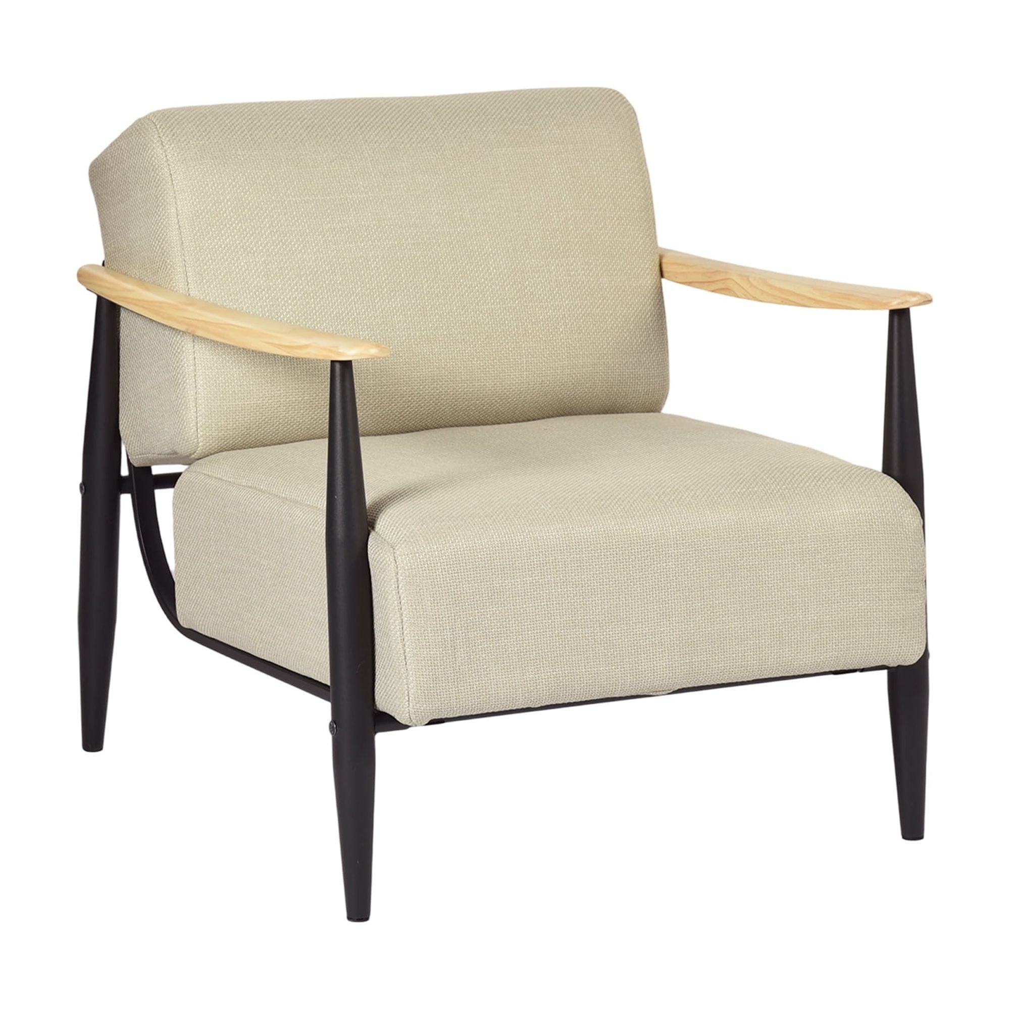 Homy Casa Accent Chair with Solid Wood Armrests, Independent Spring Seat and Backrest, 500 lbs Capacity