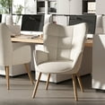 thumbnail image 1 of Homy Casa Mid-Century Desk Chair with Wingback & Armrests Home Office Meeting Room, Beige Oak, 1 of 6