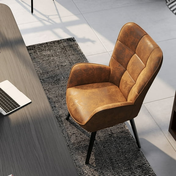 Homy Casa Mid-Century Desk Chair with Wingback & Armrests Home Office Meeting Room, Suede Brown