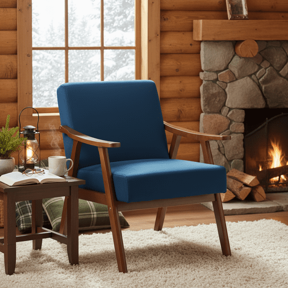 Homy Casa Mid-Century Modern Accent Armchair, Upholstered Lounge Chair with Solid Wood Frame