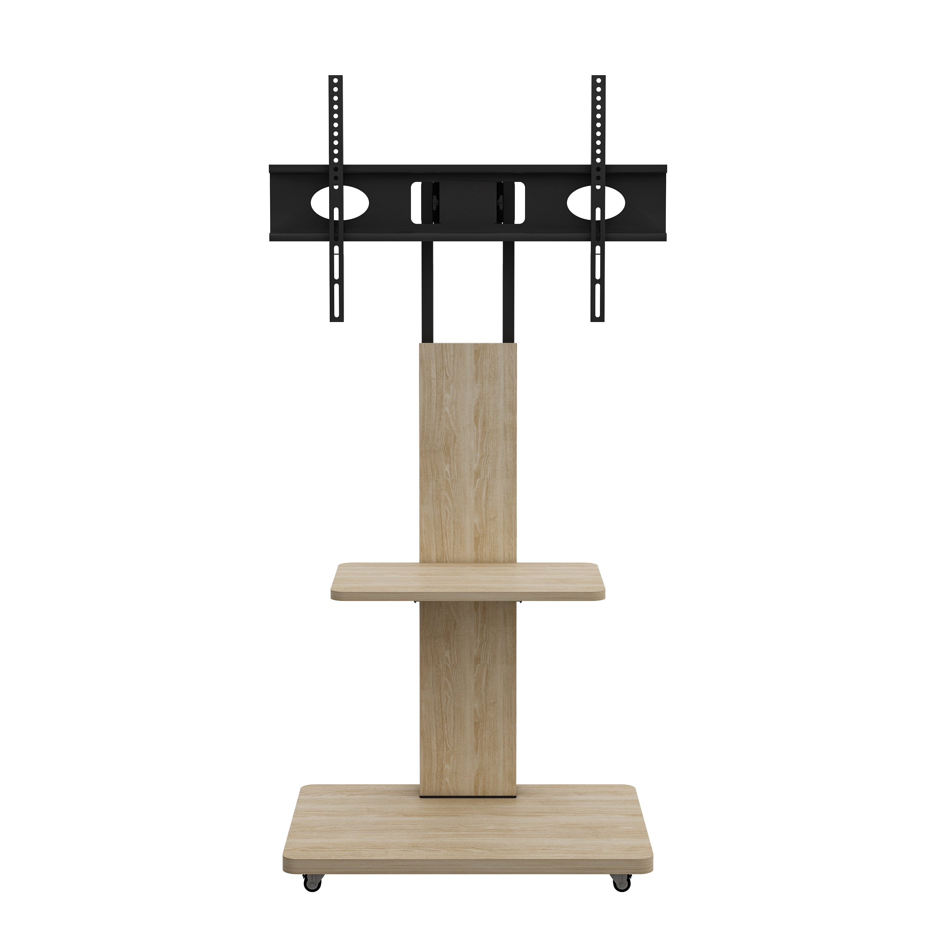 Homy Casa Mobile TV Stand for 32-75 Inch TVs with Wheels Adjustable Height Swivel Mount with Storage Shelf