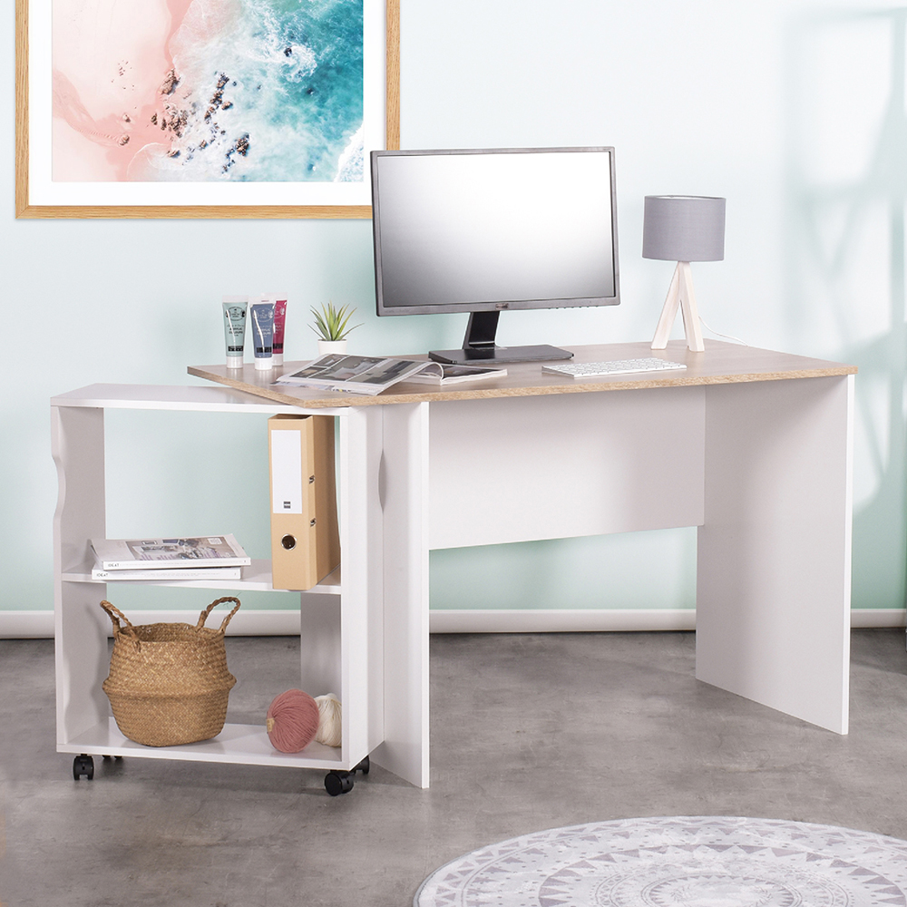 Homy Casa Modern 47.4'' Writing Study Desk with Removable Bookshelf
