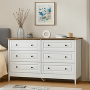 Homy Casa Modern 6 Drawer Dresser, Space-Saving Design for Bedroom Storage, White