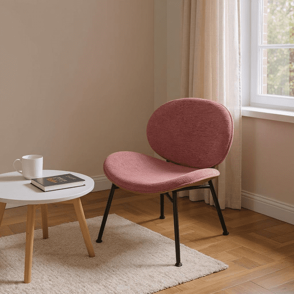 Homy Casa Modern Accent Chair for Living Room Reading Nook, Upholstered Lounge Seating, Pink