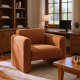 thumbnail image 1 of Homy Casa Modern Accent Chair with Wide Arms, Upholstered Reading Armchair, Rust Red Bouclé, 1 of 8