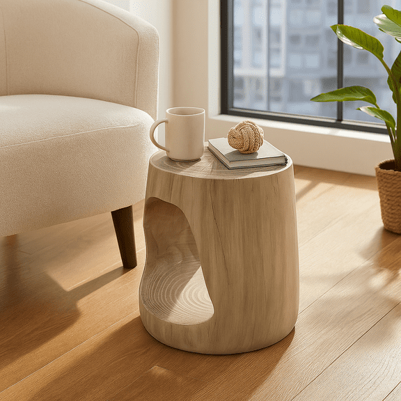 Homy Casa Modern Accent Side Table, Small Wood-Look End Table with Storage for Living Room, Gray