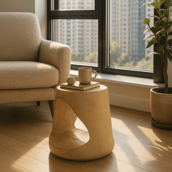 Homy Casa Modern Accent Side Table, Small Wood-Look End Table with Storage for Living Room, Natural