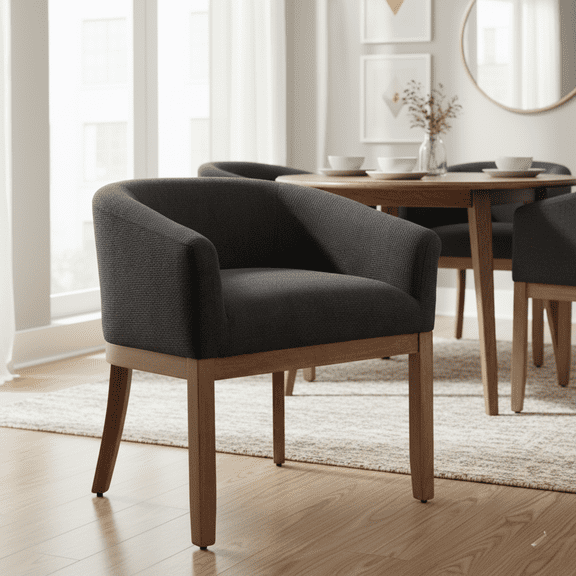 Homy Casa Modern Black Upholstered Accent Chair, Dining Vanity Chair with Solid Wood Legs