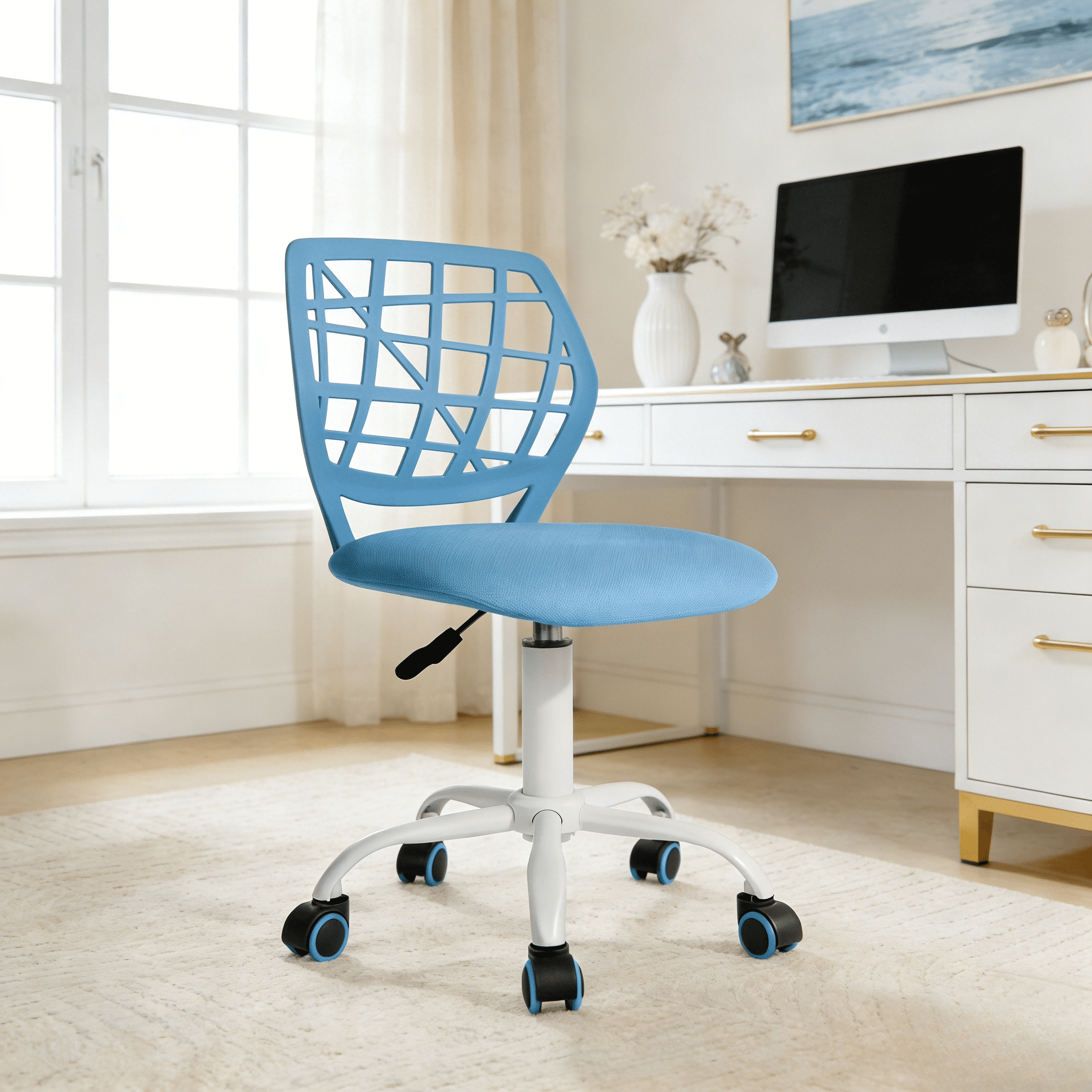 Homy Casa Modern Computer Desk Chair Swivel Armless Mesh Task Office ...