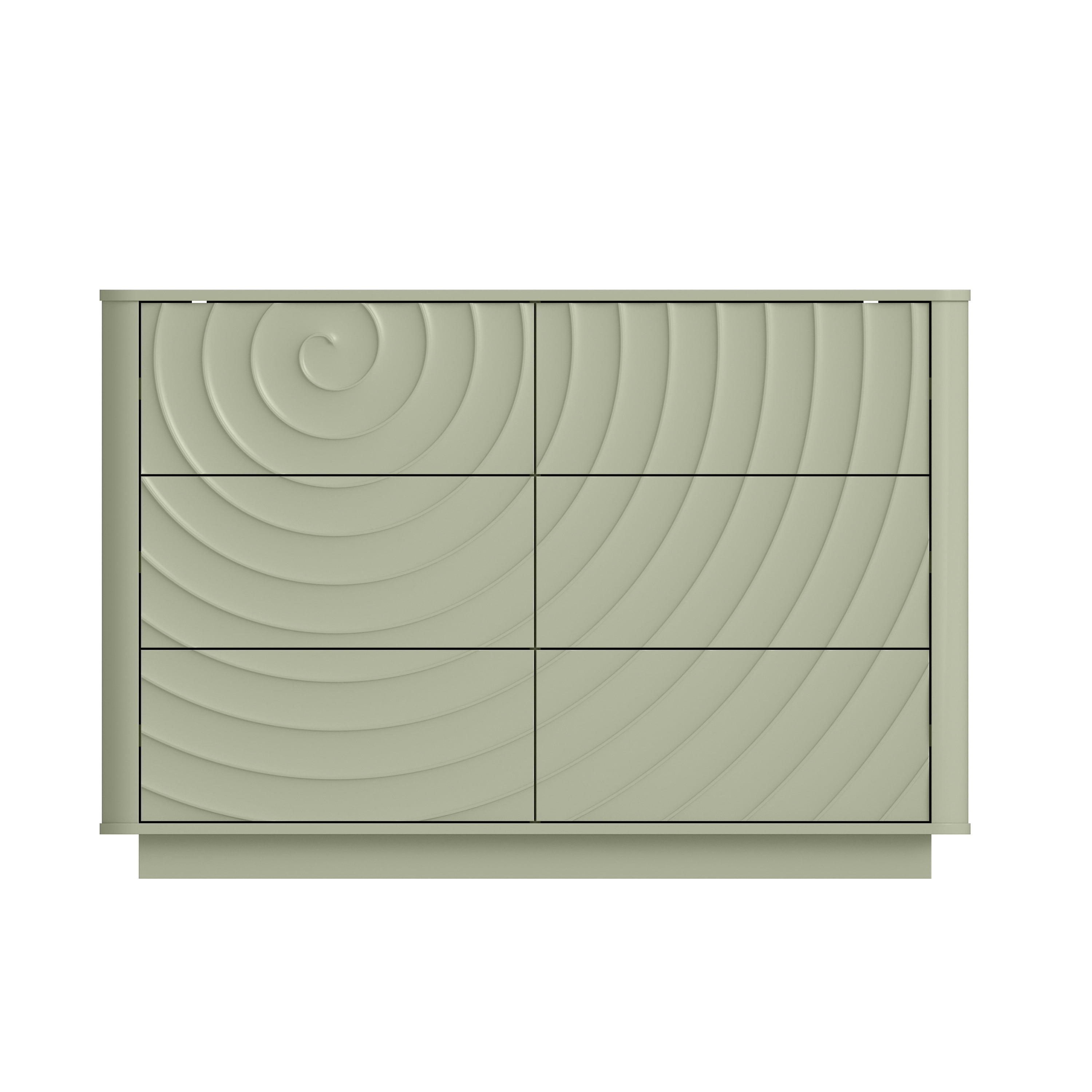 Homy Casa 46.5" Modern Wave Front Dresser Chest with Storage Drawers for Bedroom Green