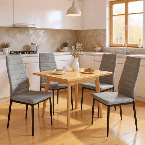 Homy Casa Modern Grey Fabric Dining Chairs Set of 4, for Kitchen, Apartment & Dining Room