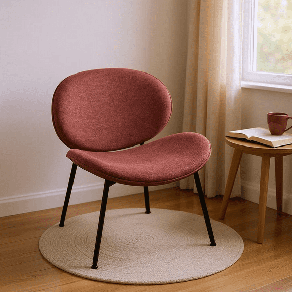 Homy Casa Modern Low Accent Chair for Bedroom Reading Corner, Comfy Small Desk Chair, Pink