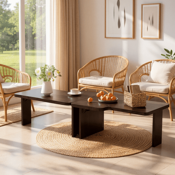 Homy Casa Modern Minimalist Coffee Table, with Modular Splicing Design, for Living Room, Espresso