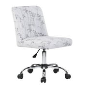 Homy Casa Modern Office Chair, Marble-Print Fabric Armless Height Adjustable Task Chair with Chrome Base and Casters