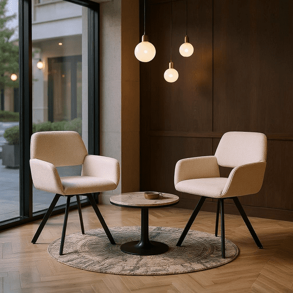 Homy Casa Modern Reception Chair Set of 2, Guest Chairs for Office Waiting Room, Beige