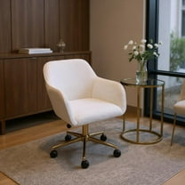 Homy Casa Modern Reception Chair with Wheels, Cozy Upholstered Seat for Office Lobby, White