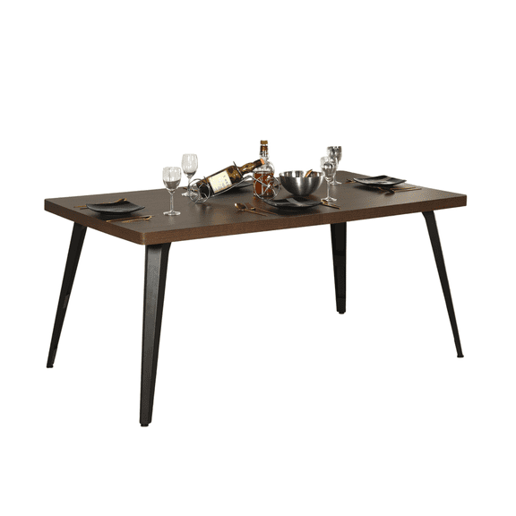 Homy Casa Modern Rectangular Dining Table with Metal Legs, 63" Wooden Top, Walnut Finish, for Dining Room or Office, Brown