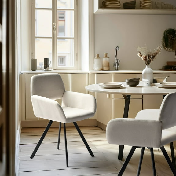 Homy Casa Modern Stool Swivel Set of 2 Comfortable Armrests Kitchen Patio Waiting Room, Beige