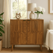 Homy Casa Modern Storage Cabinet, Stylish Wood Organizer for Living Room, Bedroom & Entryway, Walnut